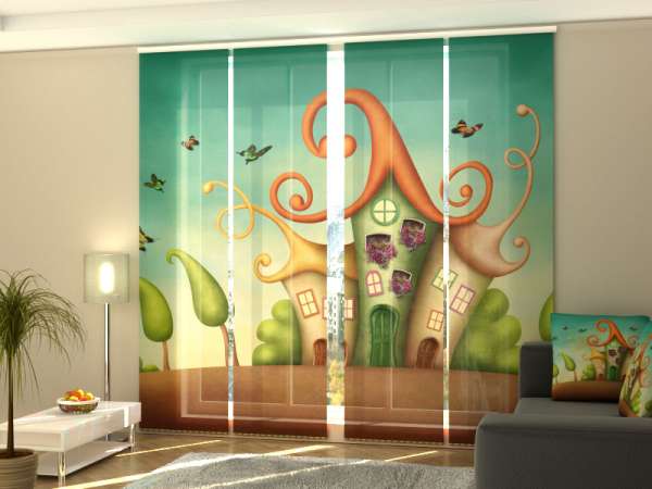Rideau coulissant (1-4 pcs.) : TROIS PETITES MAISONS