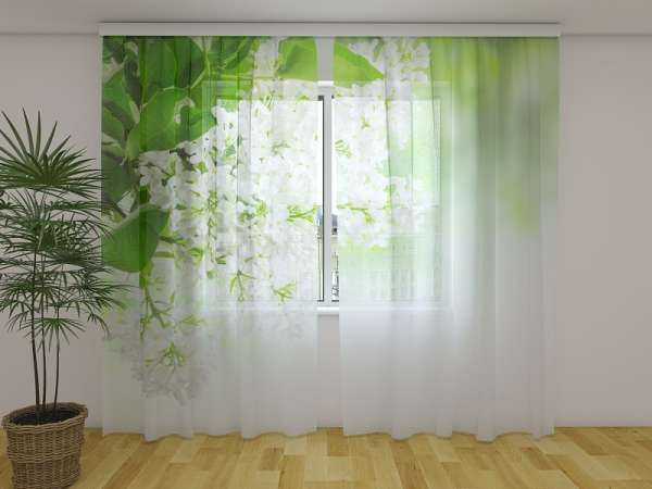 Rideau en mousseline : LILAS BLANC
