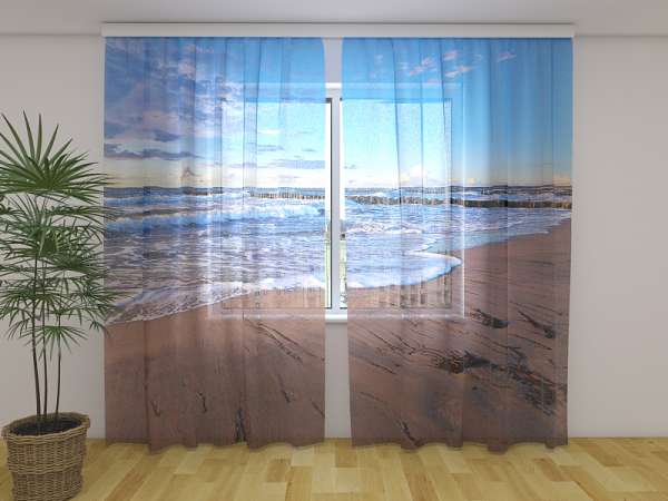 Rideau en mousseline : MATIN SUR LA PLAGE