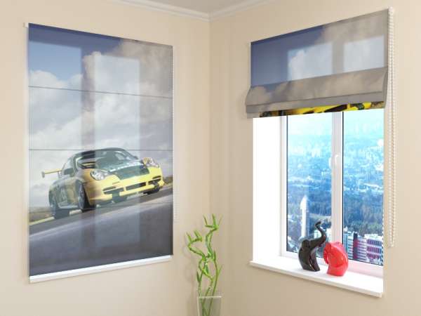 Store Romain : VOITURE DE COURSE JAUNE