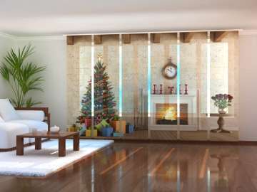 Rideau coulissant (1-6 pcs.) : NOËL À LA CAMPAGNE Rideau coulissant (1-6 pcs.) : NOËL À LA CAMPAGNE