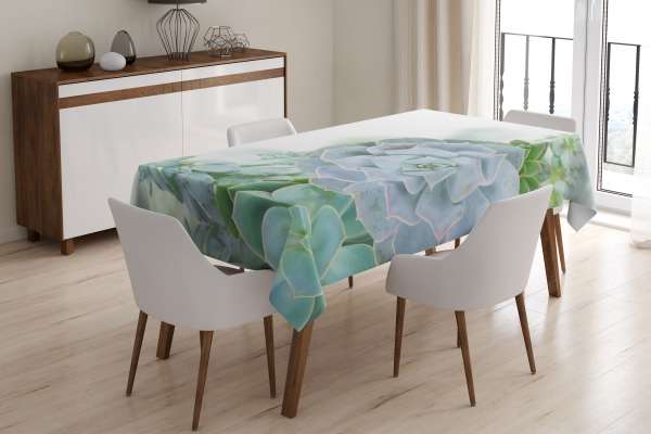 Nappe de table : FLEURS BLEU-VERT