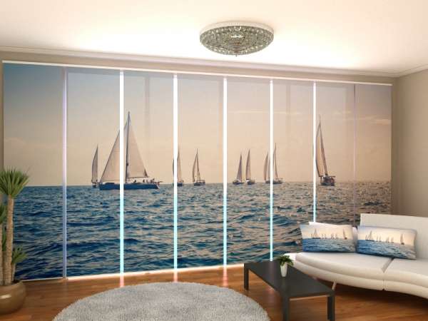 Rideau coulissant (1-8 pcs.) : VOILIERS EN MER