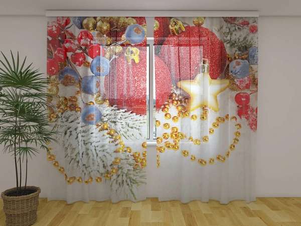 Rideau en mousseline : DÉCORATIONS DE NOËL ROUGES