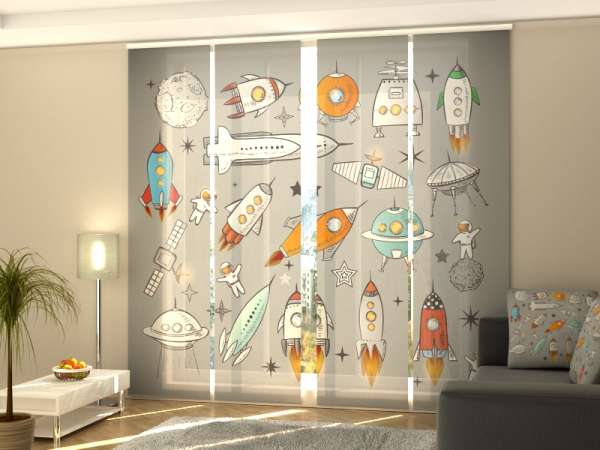 Rideau coulissant (1-4 pcs.) : VAISSEAU SPATIAL