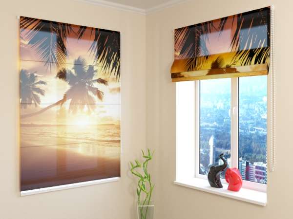 Store Romain : COUCHER DE SOLEIL SUR LA MER DES CARAÏBES