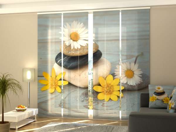 Rideau coulissant (1-4 pcs.) : CAMOMILLES ET PIERRES