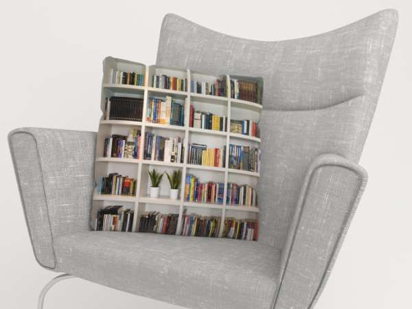 Housse de coussin : BIBLIOTHÈQUE BLANCHE 2