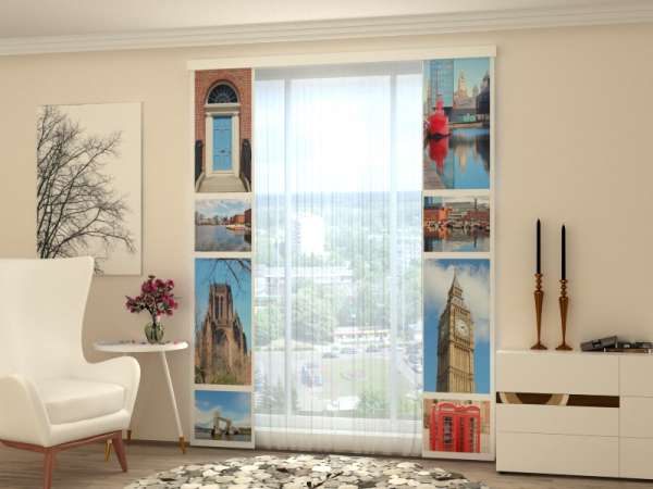 Rideau coulissant (1-2 pcs.) : COLLAGE DE LONDRES