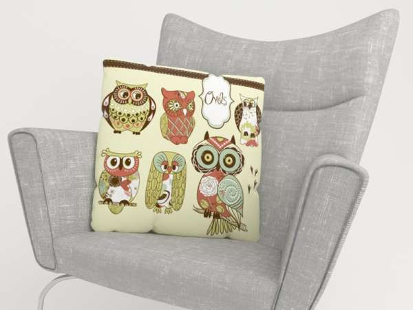 Housse de coussin : CHOUETTES