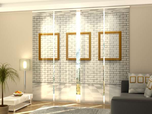 Rideau coulissant (1-4 pcs.) : MUR DE BRIQUES BLANCHES