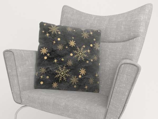 Housse de coussin : FLOCONS DE NEIGE DORÉS