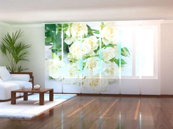 Rideau coulissant (1-6 pcs.) : ROSES BLANCHES