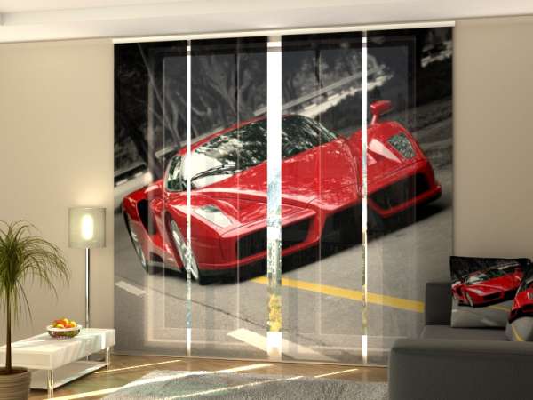 Rideau coulissant (1-4 pcs.) : VOITURE DE SPORT ROUGE