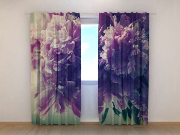 Rideau imprimé : PIVOINES LILAS