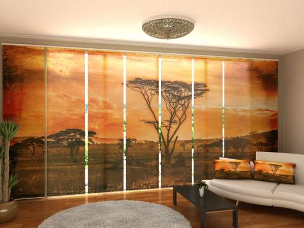 Rideau coulissant (1-8 pcs.) : COUCHER DE SOLEIL EN TANZANIE