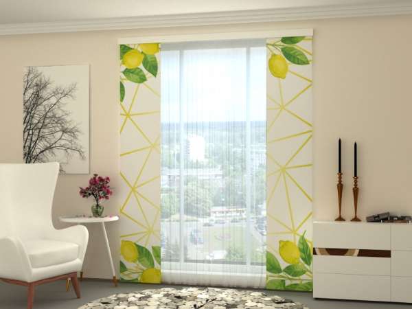 Rideau coulissant (1-2 pcs.) : CITRONS AVEC TRESS