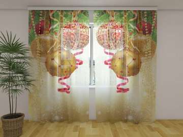 Rideau en mousseline : ÉCLAT DE NOËL DORÉ Rideau en mousseline : ÉCLAT DE NOËL DORÉ