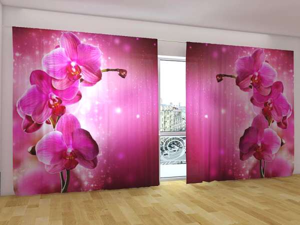 Rideau grand format : ORCHIDÉES VIOLES ET ÉTOILES