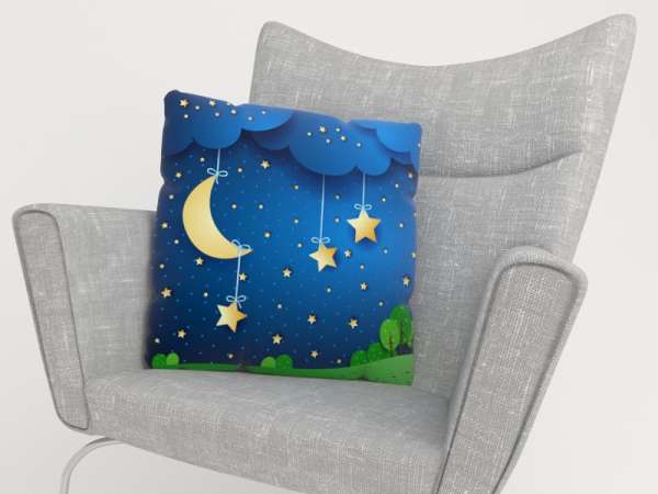 Housse de coussin : LUNE ET ÉTOILES