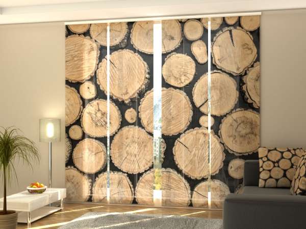 Rideau coulissant (1-4 pcs.) : SOUCHES DE BOIS