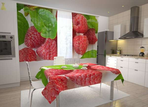 Rideau de cuisine : FRAMBOISES