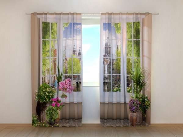 Rideau imprimé : FENÊTRE AVEC FLEURS