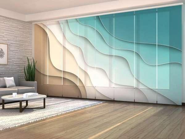 Rideau coulissant (1-8 pcs.) : ABSTRACTION MER ET PLAGE