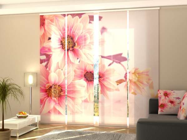 Rideau coulissant (1-4 pcs.) : GERBERAS ROSE