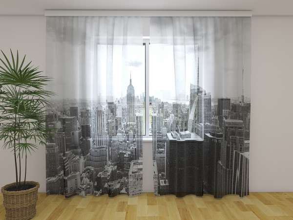 Rideau en mousseline : MANHATTAN EN NOIR ET BLANC