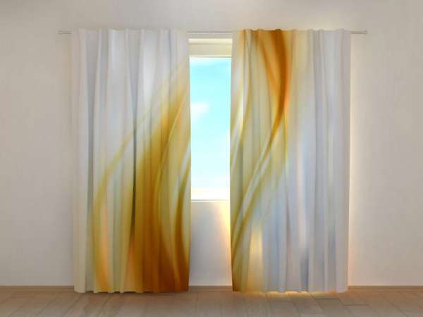 Rideau imprimé : ABSTRACTION VAGUES DORÉES