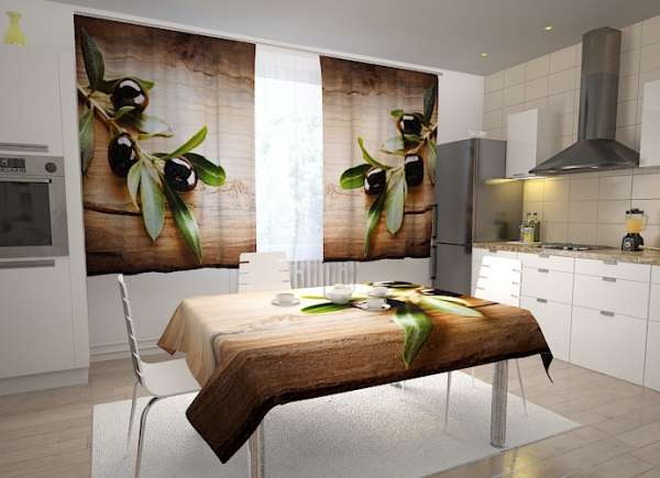Rideau de cuisine : OLIVES NOIRES