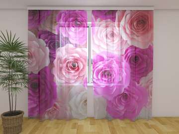 Rideau en mousseline : BONHEUR DE ROSE Rideau en mousseline : BONHEUR DE ROSE