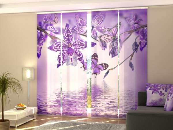 Rideau coulissant (1-4 pcs.) : ORCHIDÉE VIOLETTE