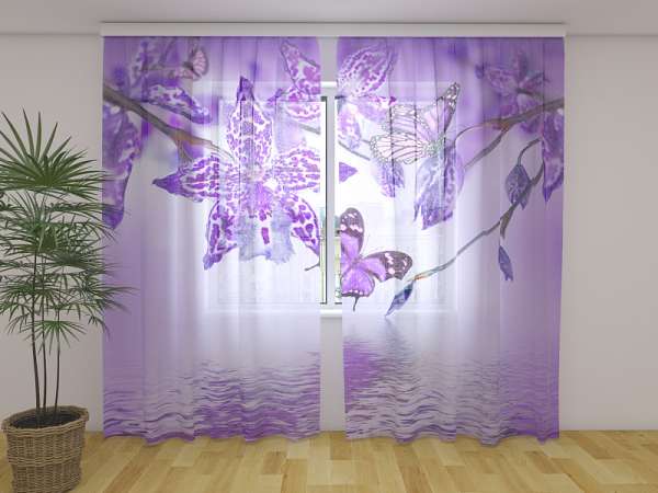 Rideau en mousseline : ORCHIDÉE VIOLETTE