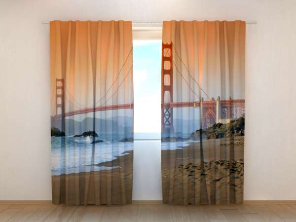 Rideau imprimé : GOLDEN GATE BRIDGE AU COUCHER DU SOLEIL