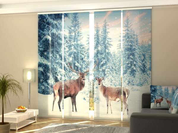 Rideau coulissant (1-4 pcs.) : CERF EN HIVER