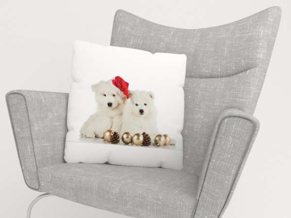 Housse de coussin : CHIOTS DE NOËL