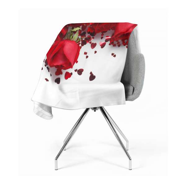 Couverture polaire : ROSES ET COEURS