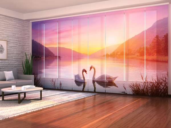 Rideau coulissant (1-8 pcs.) : CYGNES SUR LE LAC