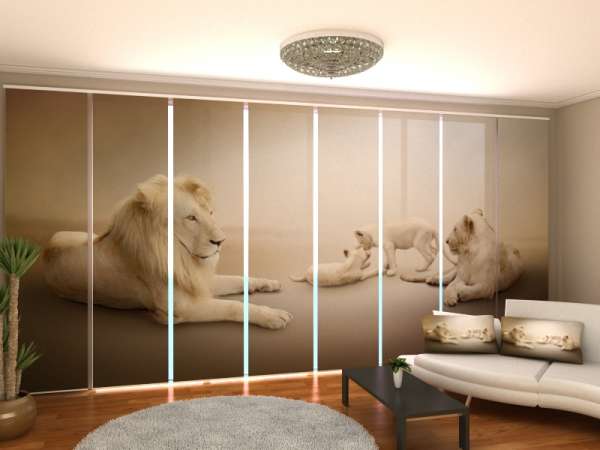 Rideau coulissant (1-8 pcs.) : LIONS BLANCS