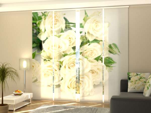 Rideau coulissant (1-4 pcs.) : ROSES BLANCHES