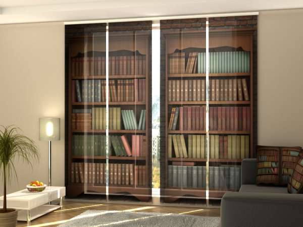 Rideau coulissant (1-4 pcs.) : BIBLIOTHÈQUE BOIS PRÉCIEUX