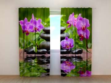 Rideau imprimé : ORCHIDÉES LILAS DANS LE JARDIN Rideau imprimé : ORCHIDÉES LILAS DANS LE JARDIN