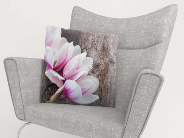 Housse de coussin : MAGNOLIAS SUR LE BOIS