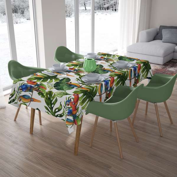 Nappe de table : FEUILLES DE PALMIER AUX PERROQUETS