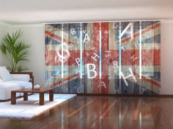 Rideau coulissant (1-6 pcs.) : DRAPEAU BRITANNIQUE SUR BOIS