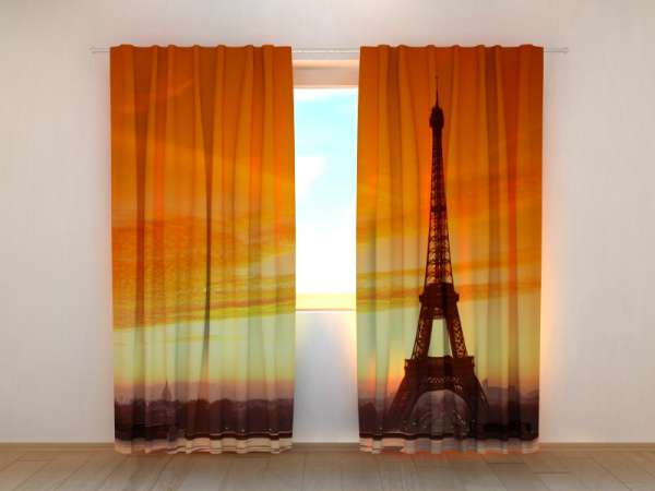 Rideau imprimé : TOUR EIFFEL AU COUCHER DU SOLEIL