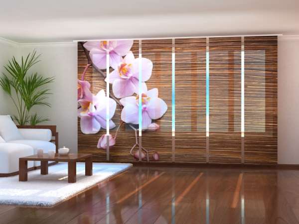 Rideau coulissant (1-6 pcs.) : ORCHIDÉES ET BOIS FONCÉ
