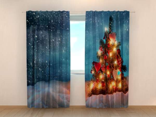 Rideau imprimé : ARBRE DE NOËL DANS LA NEIGE